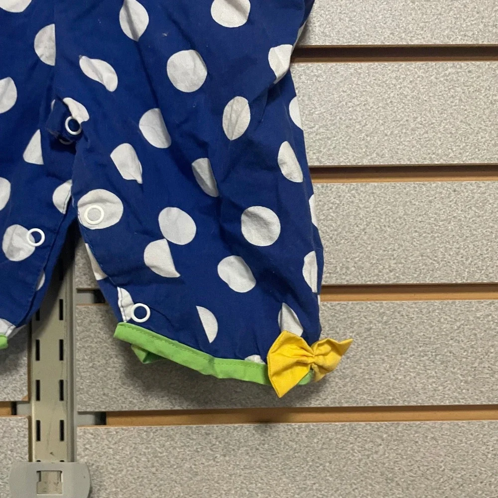 Vintage Clown Inspired Baby Romper Blue Polka Dot Costume 3-6 Months RN 70466‎